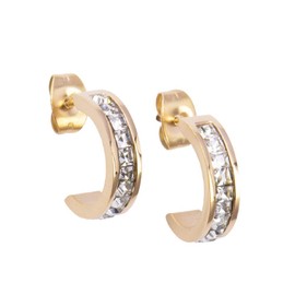 LuckyLy Aretes de Mujer Oro 18k con Zirconia Cúbica, Arracadas de Acero Inoxidable con Baño de Oro 18k de Media Luna – Regalos para Mujer Cumpleaños y Regalos para Mujer Navidad, Modelo Dara