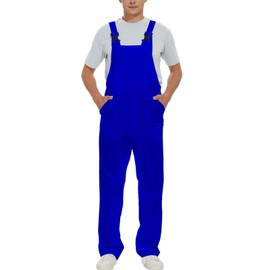 WORK IDEA Men's Bib Overalls Workwear Fashion Lightweight Jumpsuit with Pockets, Royal Blue, XXXL