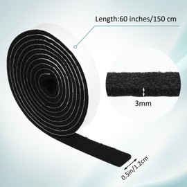 Ptwola 2 Rolls Felt Strip with Adhesive Backing, Strong Self Adhesive Felt Tape Non Slip Cuttable Furniture Pads Strips for Protecting Hardwood Floor Chair Wall (1/2 x 60 Inches, Black)