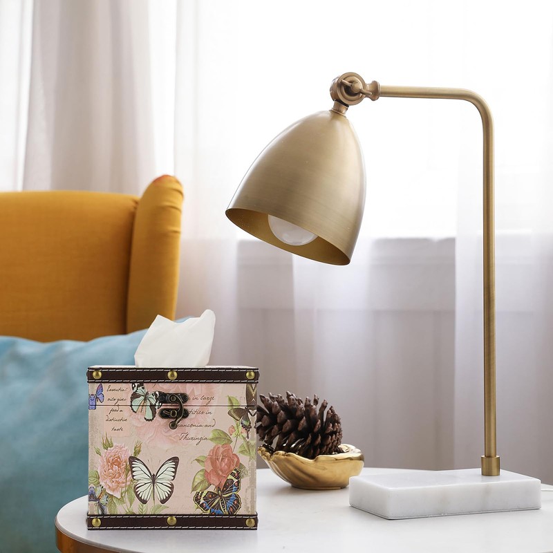 TOLIDA PU+ Wood Square Tissue Box Cover - Retro Household