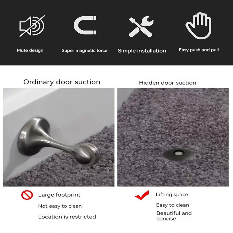 Invisible Door Stoppers, Strong Magnetic Anti-Collision, Suitable for Bedroom, Bathroom,