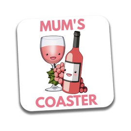 AK Giftshop Mum's Rose Wine Themed Coaster Mothers Day Birthday Mum Gift