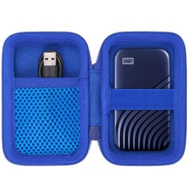 Aenllosi Funda rígida de transporte compatible con WD 1TB 2TB 500GB My Passport SSD unidad portátil externa (azul)