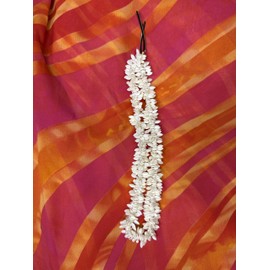 White Mogra Gajra Jasmine Flower Indian Hair Ties Pack of 2 Pcs Hair Bun Accessories Small Rubber Bands Scrunchies For Women's hair