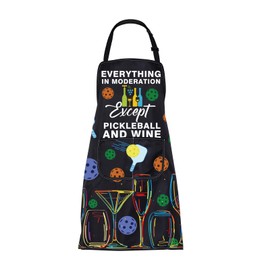 CMNIM Pickleball and Wine Apron Pickleball Lover Gift Kitchen Cooking Baking Chef Aprons with Pocket Gifts for Wine Lover (pickleball wine aprons)