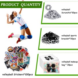 Siifert 190 Pcs Volleyball Party Favors Volleyball Team Gifts for Women Include 30 Goodie Makeup Bags 30 Bracelet 30 Hair Ties 100 Stickers for Volleyball Sport Lovers Birthday Party Decoration