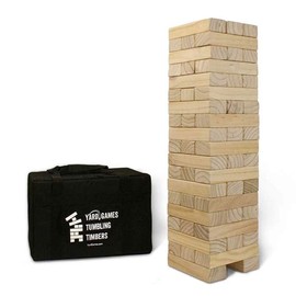 Yard Games Giant Indoor and Outdoor Tumbling Timbers Wood Stacking Game with 56 Natural Pine Blocks, for Children 8 Years and Up (2 Pack)