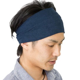 Zaction Pile Turban Hair Band, Sports, Unisex, Made in Japan, navy