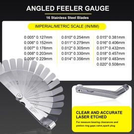 2 Pcs Stainless Feeler Gauges, 32 Pieces Universal Blade Feeler Gauges Metric and Imperial for Measuring the Gap Width, Thickness, Measuring Tool