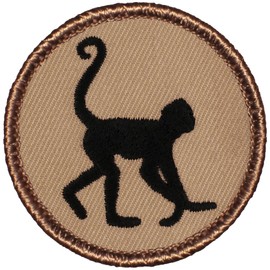 PATCHTOWN Spider Monkey Silhouette Patrol Patch - 2"" Diameter Round Embroidered Patch (Peel & Stick Adhesive)