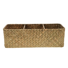NOLITOY Woven Storage Box Compartment Organizer for Desk Lightweight and Multi Functional Sundries Basket for Cosmetics Stationery and Home Decor Natural