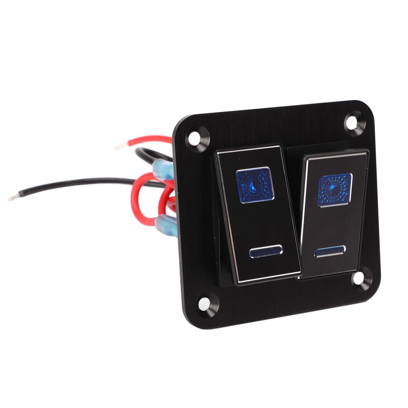 2 Gang Rocker Switch Panel Waterproof ON OFF Blue Backlit