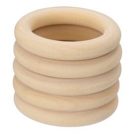 QUARKZMAN 5 Pieces 60 mm (2.4 Inches) Natural Wood Rings 10 mm Thick Smooth Unfinished Wooden Circles for Handmade Knitting Macrame Pendant