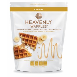 Heavenly Waffles® Mix, Banana, 11g Protein, Yogurt Based, Healthy and Nutritiously Balanced, Superior Tasting Waffles and Pancakes, 13.5 oz Pouch