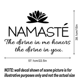 Namaste The Divine in Me Honors The Divine in You Wall Decal, Vinyl Stickers Removable Art DIY Sticker, Inspirational Quote Mural for Bedroom Living Room Office Home Window Decoration