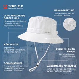 TOP-EX Cooling Fishing Hat Men's Breathable UV Protection Sun Hat Women's Summer Outdoor Hat with Wide Brim Foldable Safari Hat, 95553_White