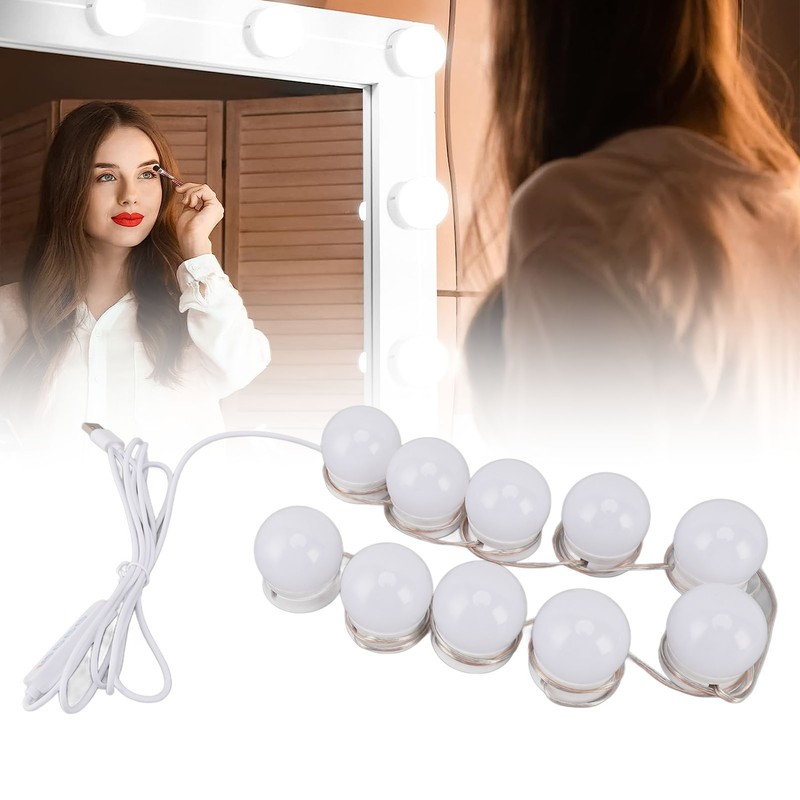 LED Vanity Lights with 10 Dimmable Bulbs USB Adjustable Color