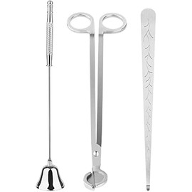 Kirecoo 3 in 1 Candle Accessory Set, Candle Wick Trimmer Cutter, Snuffer, Dipper, Wick Care Kit with Trimmer, Dipper and Extinguisher (Silver)