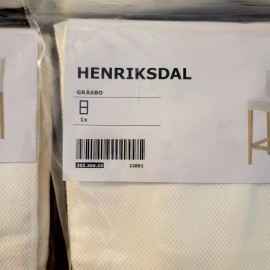 Ikea Henriksdal Bar Stool with Backrest Cover GRASBO WHITE 203.366.24