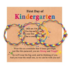 Leyung First Day of School Bracelet for Boys Girls 3 Pack, Dad Son Mommy and Me Family Bracelets, 1st First Day of Kindergarten Preschool Pre K Back to School Gifts for Kids Son Daughter