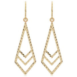Kooljewelry 10k Yellow Gold Diamond-cut Finished Inverted Kite Style Dangle Earrings
