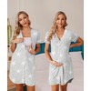 Ekouaer Womens Nightgown Button Down Sleep Shirts Short Sleeve Nightshirt