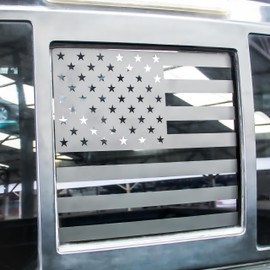 Fits Ford F150 F250 F350 2004-2014 Rear Middle Back Sliding Window American US Flag Vinyl Decal Matte Black Exterior Accessories