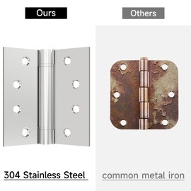 Hinges Self-Closing Door Hinges 4 inch 304 Stainless Steel Hinges 3 Pack Spring Hinge with Square Corners Heavy Duty Hinges with Adjustable Tension Spring Door Hinge