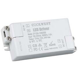 COOLWEST Transformer Driver Power Supply 24W 12V for LED Strip Lights and G4, MR11, MR16 Light Bulbs