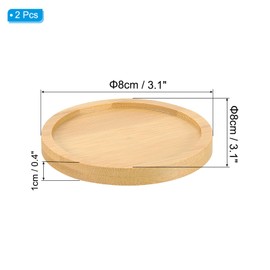 PATIKIL Bamboo Wood Saucer, 2 Pack 3 Inch Round Wooden Plant Drainage Tray Bonsai Plants Saucer Succulent Pot for Home Balcony