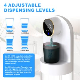 Automatic Mouthwash Dispenser for Bathroom 20.29 oz, Wall-Mounted Electric Mouth Wash Dispensers with 2 Megnetic Cups, 4 Dispensing Modes for Kids Family Couple Use (White)