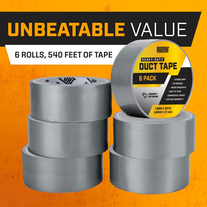 Lockport Silver Duct Tape - 6 Roll Multi Pack -