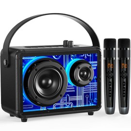 Karaoke Machine for Adults, Bluetooth5.3 Karaoke Speaker with 2 UHF Wireless Microphones, PA System with Recording & Instrument Play, RGB Lights 10000mAh Battery for Home & Outdoor Party