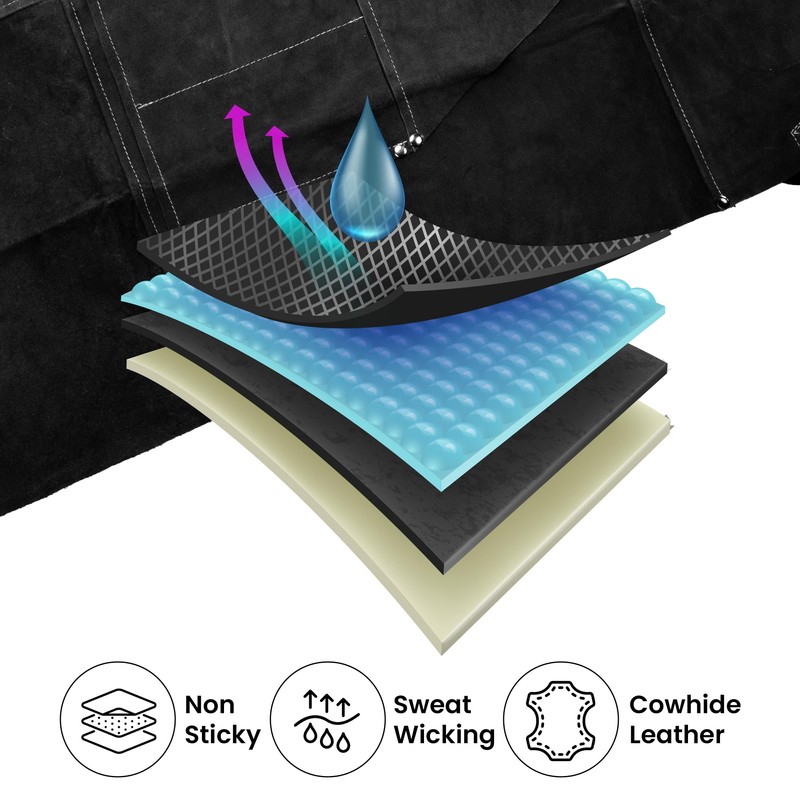 MAALIKPRO Leather Welding Work Apron with 9 Tool Pockets (Black)