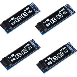 4PCS 0.91 Inch I2C OLED Display Module 128x32 Resolution DC 3.3V-5V Driver Board Compatible with Arduino Raspberry Pi ESP32 ESP8266 STM32 AVR PIC for DIY Electronics Projects (White)