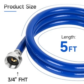 JUWO 5 FT Rubber Washing Machine Hoses, 3/4" FHT Washer Hoses, For Short to Moderate-Distance Water Supply in Small & Medium Residences, Red & Blue (2-Pack)