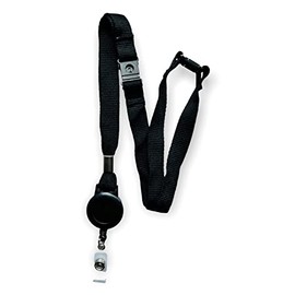 PAC Supplies Global Colourful 15mm Lanyard With Triple (3 Point) Safety Breakaway & Retractable Integrated Badge Reel (Black, 1 Lanyard)
