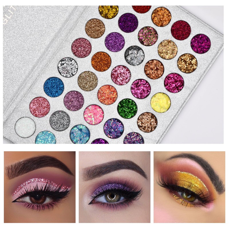 Bezavea 40-Color Eyeshadow Palette with Highly Pigmented Glitters and Shimmers