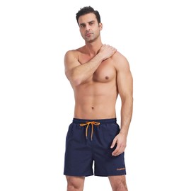 Ougelebo Swimming Trunks Men's Quick-Drying Beach Shorts with Mesh Lining, darkblue