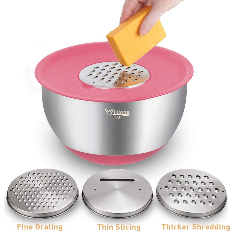 Wildone Mixing Bowls with Airtight Lids Set, 5PCS Stainless Steel