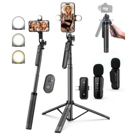 Yeaki Vlogging Kit for iPhone/Android, 71" Selfie Stick Tripod for iPhone with Light, Wireless Remote & Microphone, Adjustable Phone Tripod for TikTok/YouTube Starter Content Creator Essentials Kit