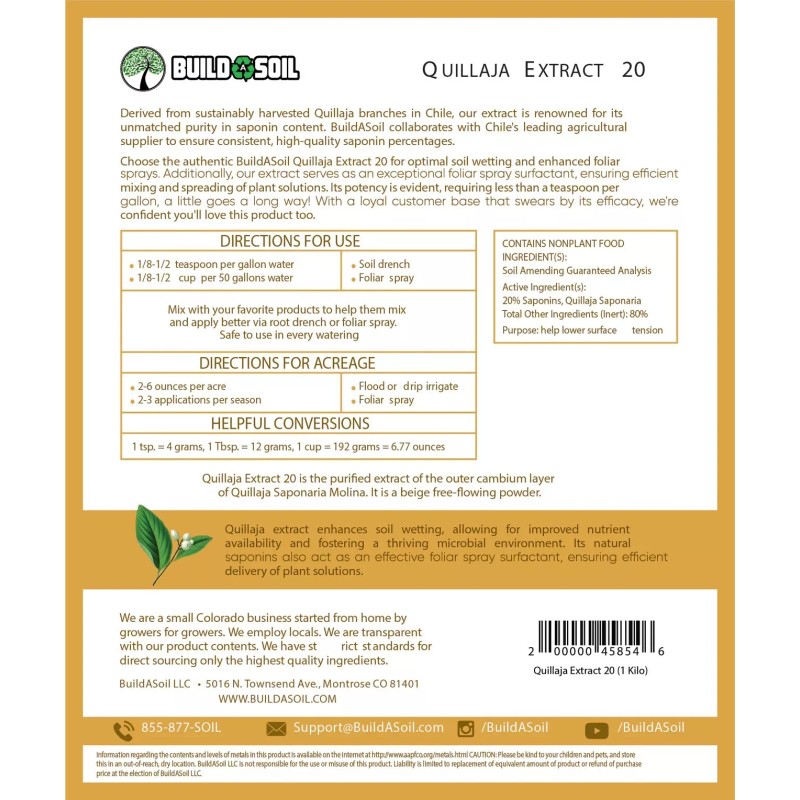BuildASoil Quillaja Saponaria Extract Powder 20 2 oz aka Q20
