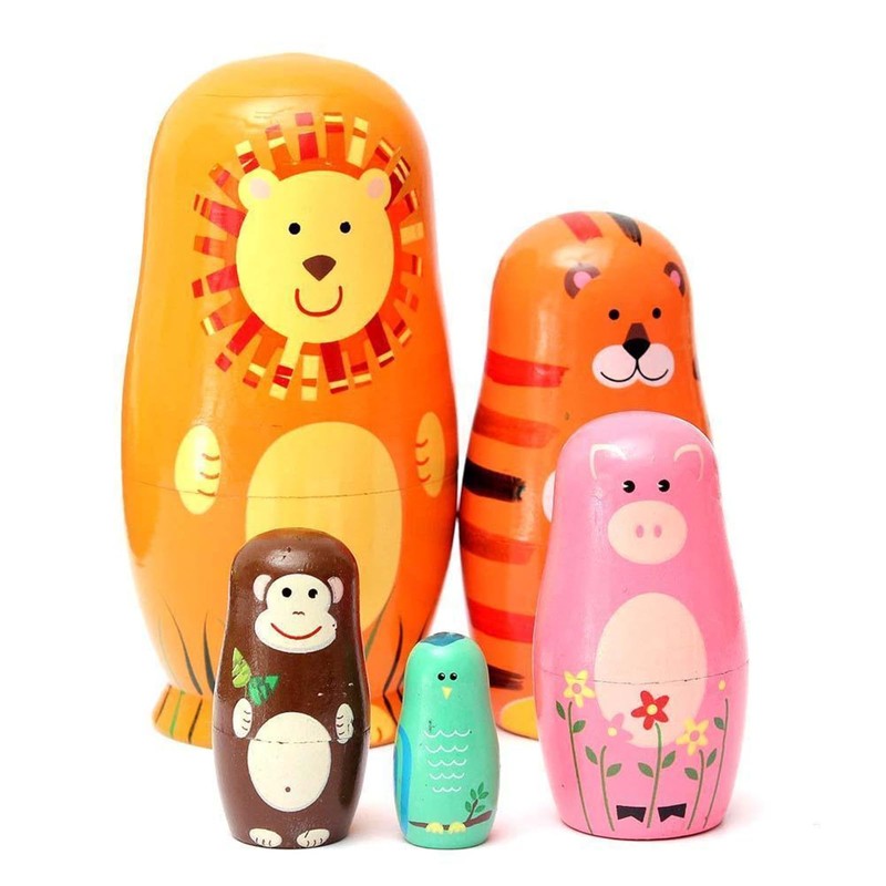 JOINPAYA 5PCS Animals Pattern Nesting Dolls: 5 Cute Animal Characters