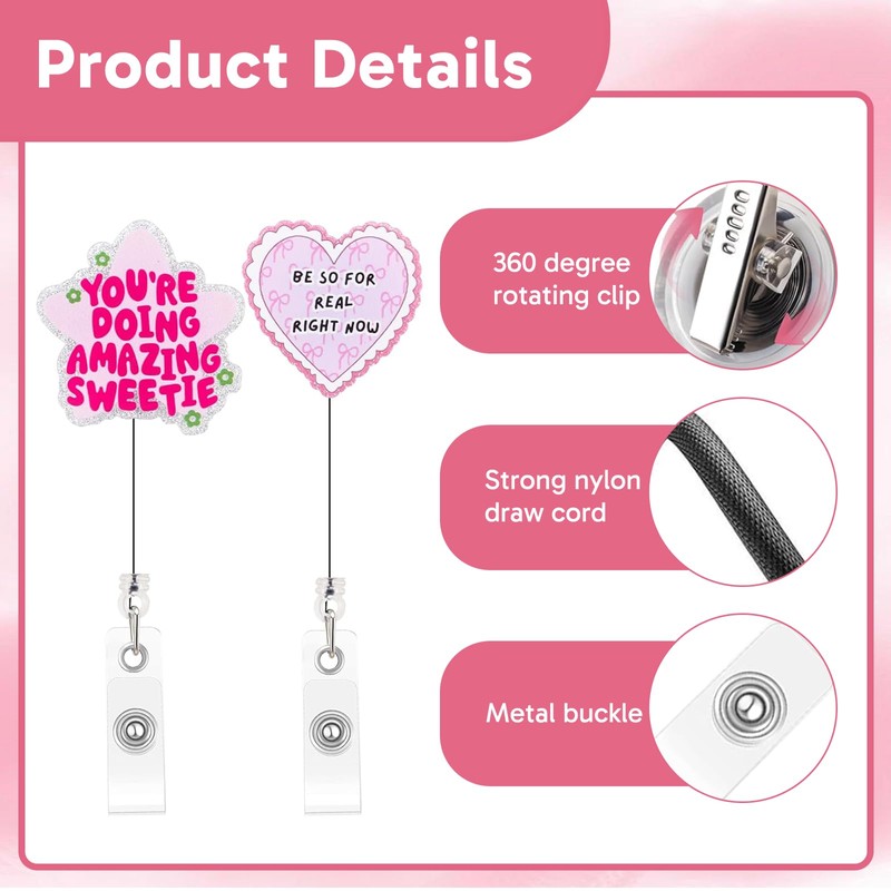 2 Pack Cute Badge Reel, Funny Badge Reel Cute Design