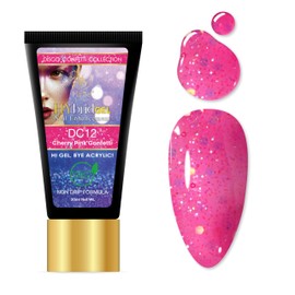 HYBA Disco Confetti Hybrid Gel Nail Polish, Single Tubes (Cherry Pink Confetti) DC12