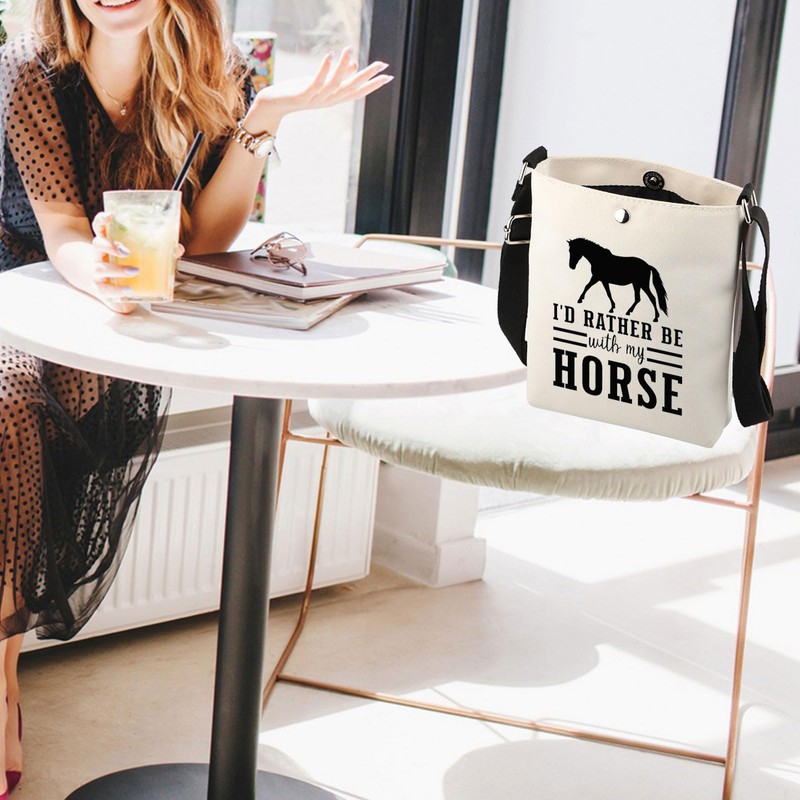 FUSTMW Horse Crossbody Bag Gifts for Horse Lovers I'd Rather