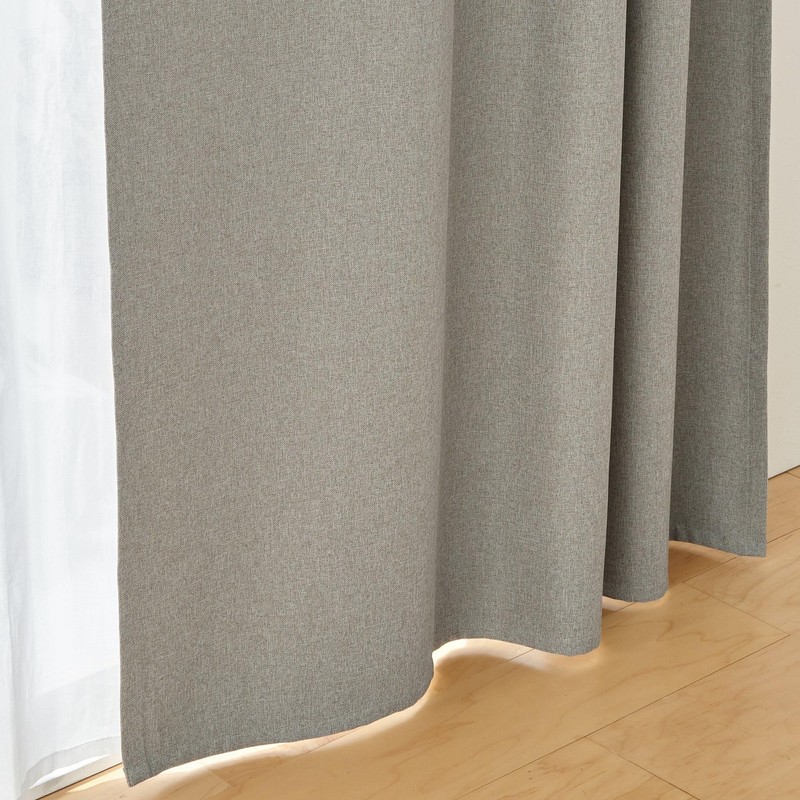 Mu-in Ryohin Flame-Retardant and Blackout Dobby Weave Non-Pleated Curtain, Width
