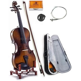 SKY 1/8 Solid Maple Wood Violin with Lightweight Case, Brazilwood Bow, String, Rosin, and Mute (Stand is not included)