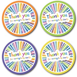 Olivia Samuel 40mm Colourful Thank You for Coming to My Party Stickers. 4 Bright Colours (24 Stickers). Great for Party Bags, Sweet Cones and Birthday Party Bag fillers.
