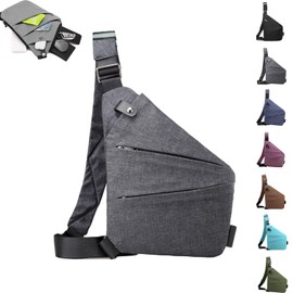 ocalil Anti Theft Travel Bag,Crossbody Travel Bag, Sling Bag Travel Crossbody Bag for Women Men(left shouler, grey)